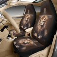 thumbnail image 3 of Xixirimido 5-Piece Car Seat Cover Set Breathable PU Leather Front Seat Covers with Seat Belt & Console Covers Universal Fit for SUV, Sedan, Truck, Brown Cross & Lion, 3 of 8