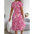 thumbnail image 5 of Vestido Corto de Verano Elegante Estampado Cintura Grande Doblado Plisado, Cuello en V de la Mitad de la Manga para el Uso Diario, de Primavera Y Casual, 5 of 5