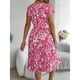 thumbnail image 2 of Vestido Corto de Verano Elegante Estampado Cintura Grande Doblado Plisado, Cuello en V de la Mitad de la Manga para el Uso Diario, de Primavera Y Casual, 2 of 5