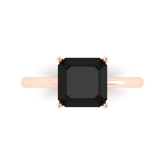 Solitaire Engagement Ring for Women - 2.5ct Natural Onyx in 18K Rose Gold Promise Ring
