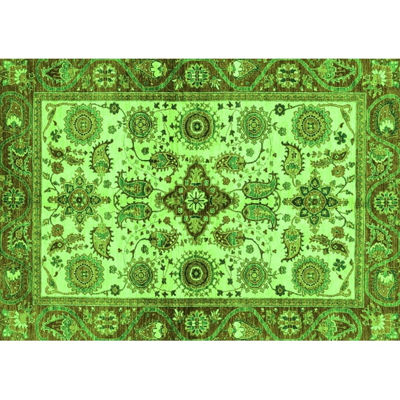 Ahgly Company Indoor Rectangle Oriental Green Traditional Area Rugs, 2' x 5'