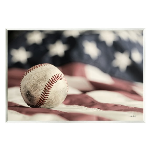 Stupell Industries Baseball & American Flag Sports Photography Unframed Art Print Wall Art, 15 x 10