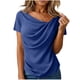 thumbnail image 1 of Camisas de Manga Corta para las Mujeres Casual Color Sólido Plisado Cuello Redondo Blusa, Casual Camisas de Manga Corta para las Mujeres Suaves, 1 of 5