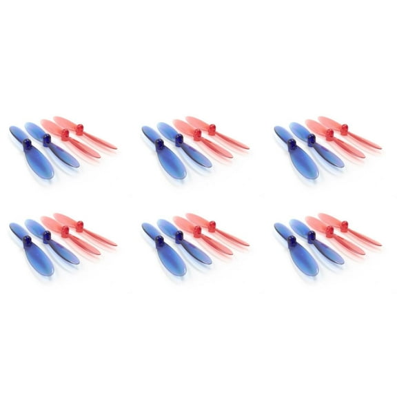 HobbyFlip Transparent Clear Blue and Red Propeller Blades Props Rotor Set Compatible with Hubsan X4 H107D 6 Pack