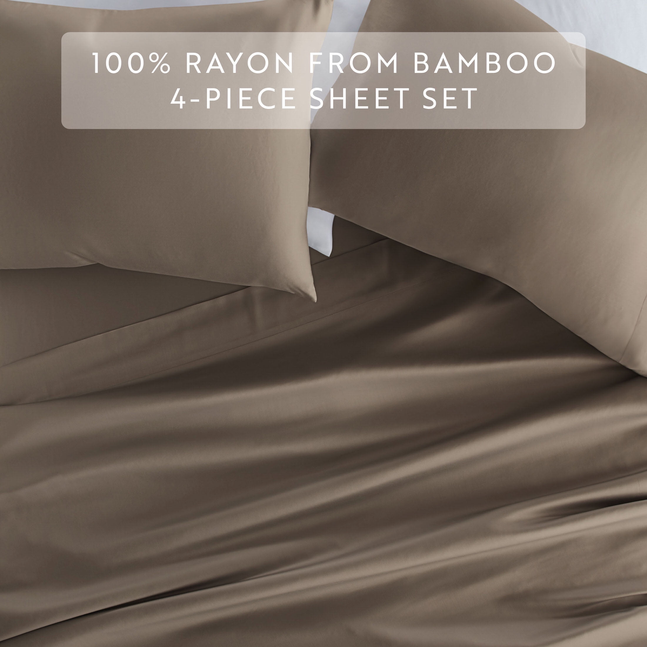 Noble Linens Rayon from Bamboo 4 Piece Luxury Bed Sheet Set, Taupe, Queen