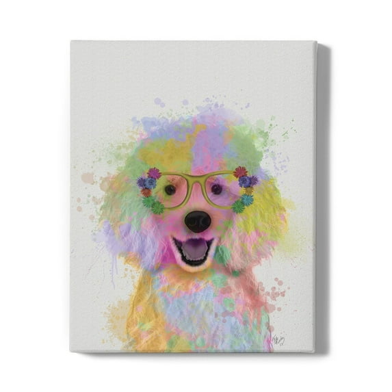 Poodle Rainbow Splash Wrapped Canvas -Fab Funky Designs,