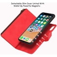 thumbnail image 6 of Wallet Case Compatible with iPhone Xs Max,[6 Card Slots] [Wrist Strap] [Stand Feature] Detachable 2 in 1 Magnetic Zipper Leather Slim Cover Case for iPhone Xs Max,6.5 inch Red, 6 of 14