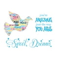 thumbnail image 1 of BIRDS - You Are Amazing Just The Way You Are & Sweet Dreams Lettering Art Quotes Decal Sticker Dove Calligram Peace Words Design Vinyl Home Bedroom Wall Decal 40" x 32", 1 of 4