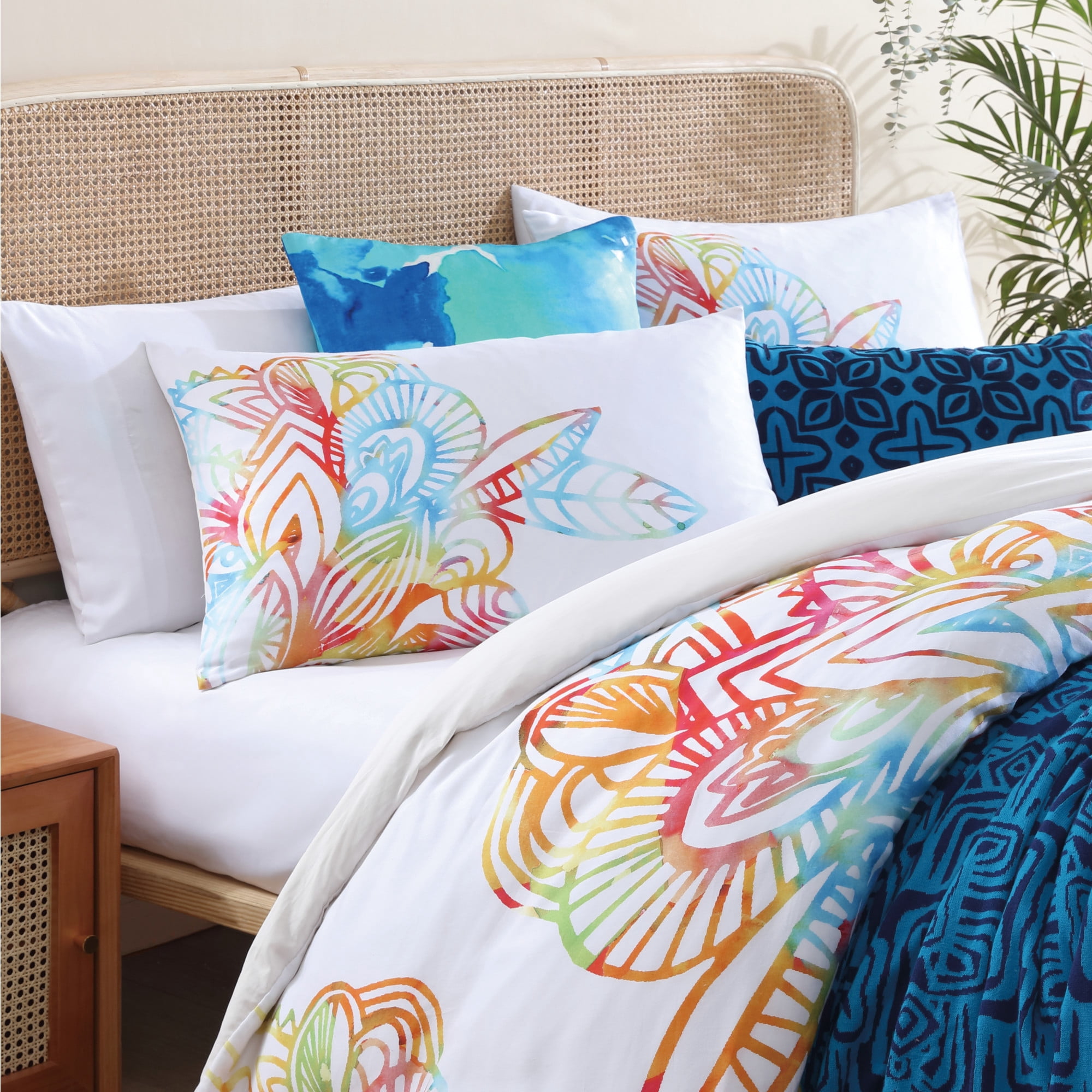 Rochelle Porter Design Wild Out Printed 3-Piece Duvet and Sham Set Cotton Multi Color Full/Queen All Season, Adult