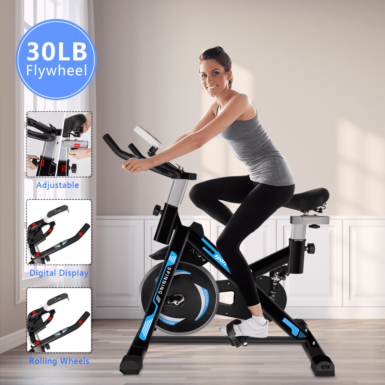Exercise Bike Stationary Indoor Cycling Bicycle Gym Cardio Fitness Workout 