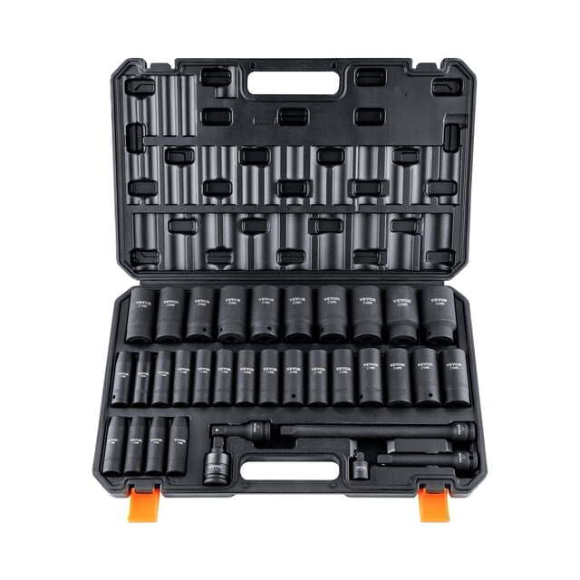 Juego de enchufes VEVOR 1/2 Drive Impact de 34 piezas métricas de 8 a 36 mm con