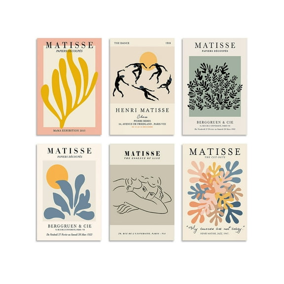 Henri Matisse Decor, Wall Art Print, Background Wall Decor Print Art, Abstract Art Poster Modern Art Double Sided Content Poster, 8.27*11.69*6 inches.