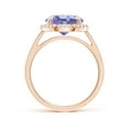 thumbnail image 2 of ANGARA Natural Round 3.5 ct Tanzanite Cathedral Ring with Diamond Halo in 14K Rose Gold for Women (Size-10mm) | December Birthstone, Anniversary, Jewelry Gift for Women | Natural Tanzanite Ring, 2 of 10