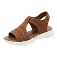 thumbnail image 6 of Womens Wedge Chunky Platform Sandals Firm Knit Upper Memory Foam Shoes Lightweight Summer Athletic Walking Sneakers Brown Size 7.5, 6 of 6