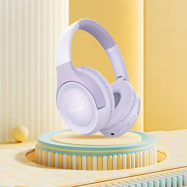 Auriculares Bluetooth, supraaurales, inalámbricos, con cancelación de ruido, estéreo HiFi, plegables, nuevo modelo de importación, larga duración de la batería, Púrpura