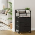 thumbnail image 2 of GIKPAL Nightstand for Bedroom Set of 2, Side End Tables Living Room with 2 Wood Open Shelves, 3 Drawer Fabric Dresser, Black, 2 of 8