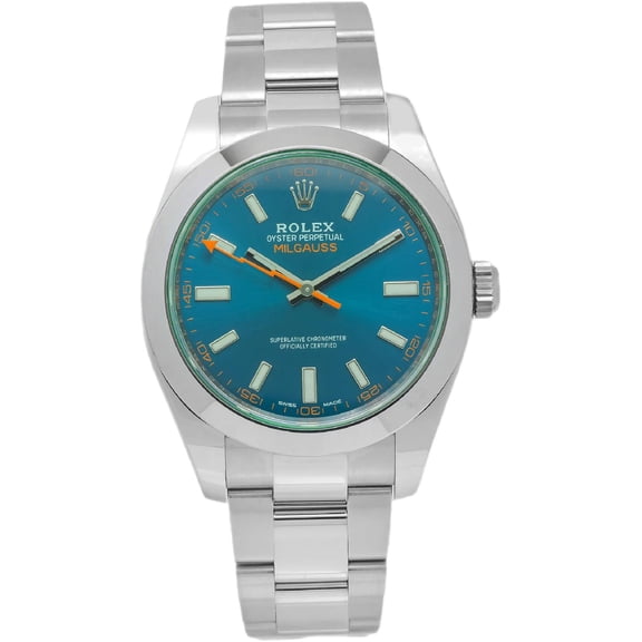 Pre-Owned Rolex Milgauss 40MM 116400GV GV / Z-Blue Blue Dial Smooth Bezel Stainless Steel Oyster Bracelet