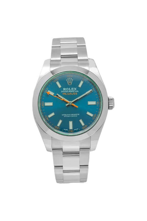 Pre-Owned Rolex Milgauss 40MM 116400GV GV / Z-Blue Blue Dial Smooth Bezel Stainless Steel Oyster Bracelet