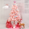 thumbnail image 5 of geerera Pink Artificial Christmas Tree, Pre-Lit Holiday Tree with Heart and Star Ornaments, Festive Decor for Home, Seasonal Display, 5 of 6