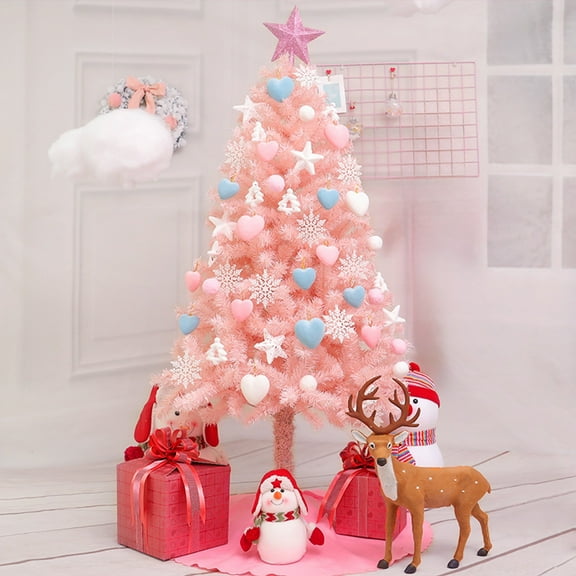 2 Ft Christmas Tree Pink Christmas Ornaments with Lights Small Artificial Christmas Trees with Hanging Ornaments Desktop Xmas Tree Small Christmas Trees for Table Cute Little Tree Decorations