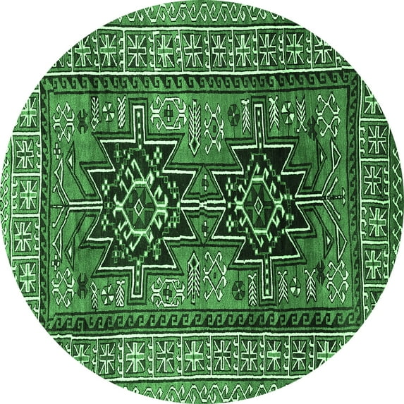 Ahgly Company Indoor Round Persian Emerald Green Traditional Area Rugs, 3' Round
