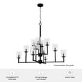 thumbnail image 7 of Hunter - Kerrison 12-light Natural Black Iron, Extra Large Chandelier, Dimmable, Candle Shaped, for Bedrooms, Kitchens, Dining, Living Rooms - 19530, 7 of 7