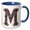 Blue/White, variant on 3drose, Pretty Image of Ruby Jeweled Monogram Letter M, 15oz Two-tone Red Mug