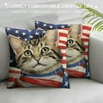 thumbnail image 3 of QZHH  of July Meow Cat Stars Celebration Throw Pillow Cover, independence Memorial Day Patriotic Decoration for Sofa Couch, 3 of 5