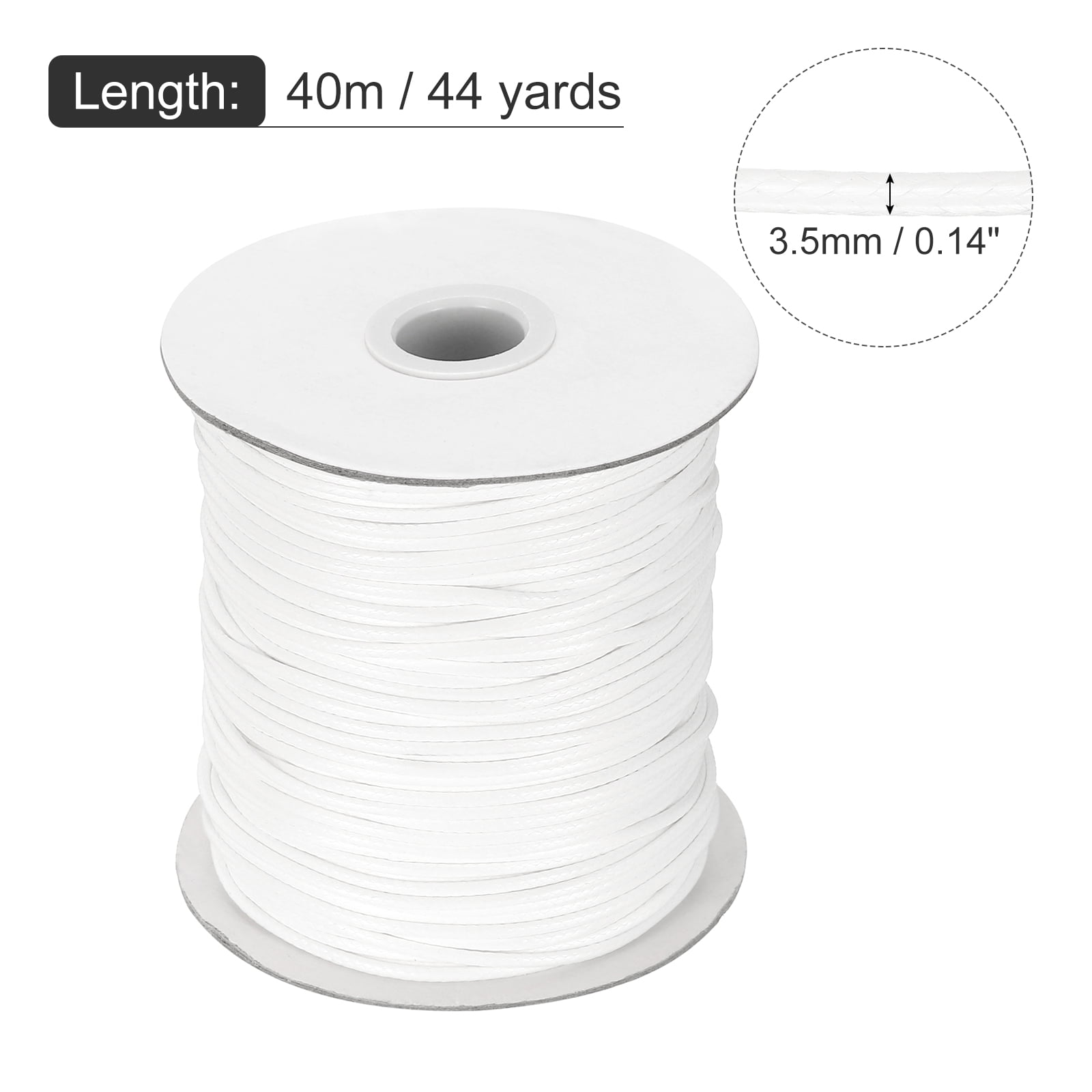 Waxed Cord 3.5mm Waxed Thread 44 Yard Wax String Leather Cord for Bracelet Making, Necklaces, Beading, Jewelry Making and DIY Crafts(White)
