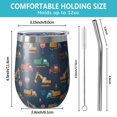 thumbnail image 5 of 12oz Stemless Wine Tumblers Cartoon Construction Vehicles Traffic Signs Vacuum Insulated Stainless Steel Travel Tumbler Cups Mug with Lid and Straw for Champaign,Cocktail,Beer with Cleaning Brush, 5 of 5