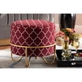thumbnail image 5 of Candice Glam and Luxe Red Quatrefoil Velvet Fabric Upholstered Gold Finished Metal Ottoman, 5 of 5