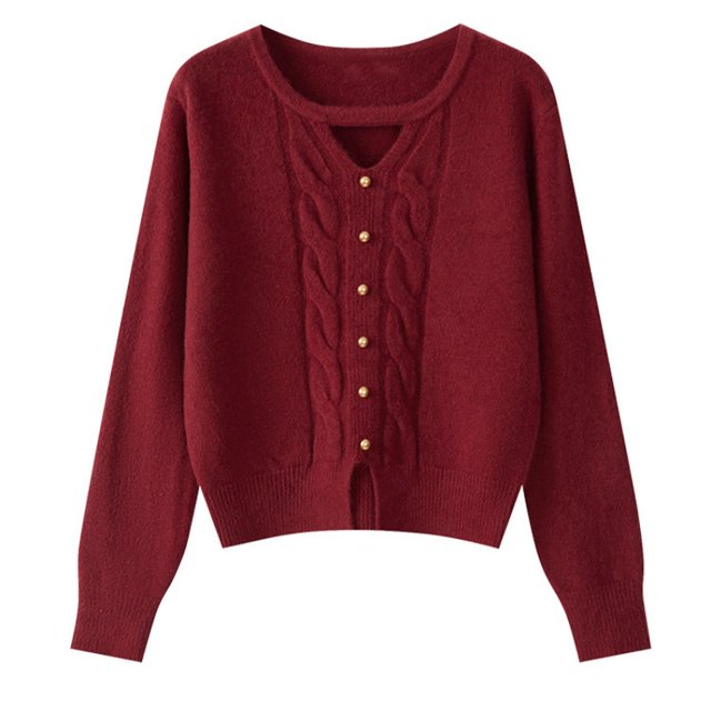 Suéter de cuello redondo hueco nuevo de otoño e invierno coreano, suéter de base de temperamento versátil, ropa interior, suéter de punto suelto