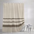 thumbnail image 3 of Brown Beige Striped Shower Curtains for Bathroom, Farmhouse Stripes Cottagecore Waterproof Fabric Shower Curtain, Decorative Bathroom Curtain for Bathtub, 72"x72", No Hooks Included, 3 of 9