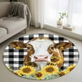 thumbnail image 2 of Round Rugs 3.3 Ft, Farmhouse Cow Non Slip Area Rugs for Kitchen Bedroom Entryway, Vintage Country Sunflower Black Buffalo Plaid Washable Carpet Runner Rug Floor Mats for Bedroom Home Decor, 2 of 9