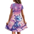 thumbnail image 3 of Binienty Western Dragon Girls Dress Size 3-4 Comfy Soft Cherry Blossom Short Sleeve Casual Dress Teen Lightweight Tunic Sun Dress with Pockets Kids Summer Outfits, 3 of 6