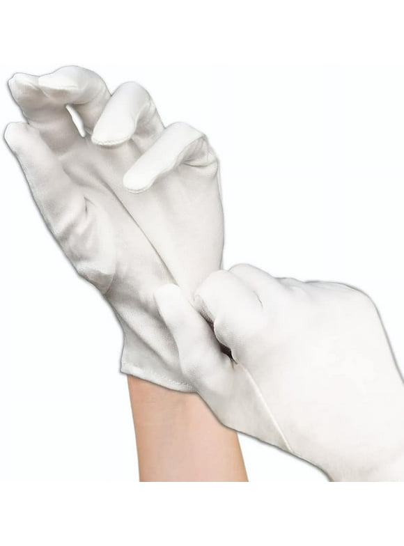3 Pairs (6 Gloves) - White 100% Cotton Moisturizing Gloves for Dry Hand, Eczema - Sleeping Nighttime Cotton Cloth Moisturizing Gloves - Women Size Small