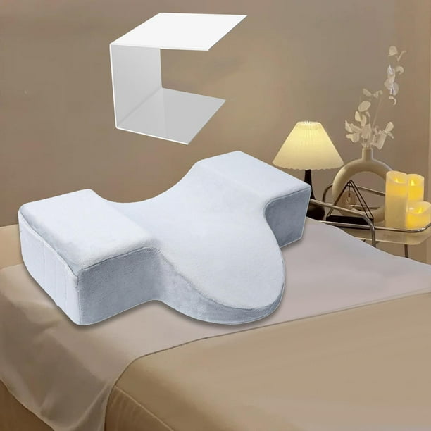 Almohada con surcos para pestañas, almohada de espuma con memoria para el cuello, extensión de pestañas en forma de U, para cama extensible de pestaña gris