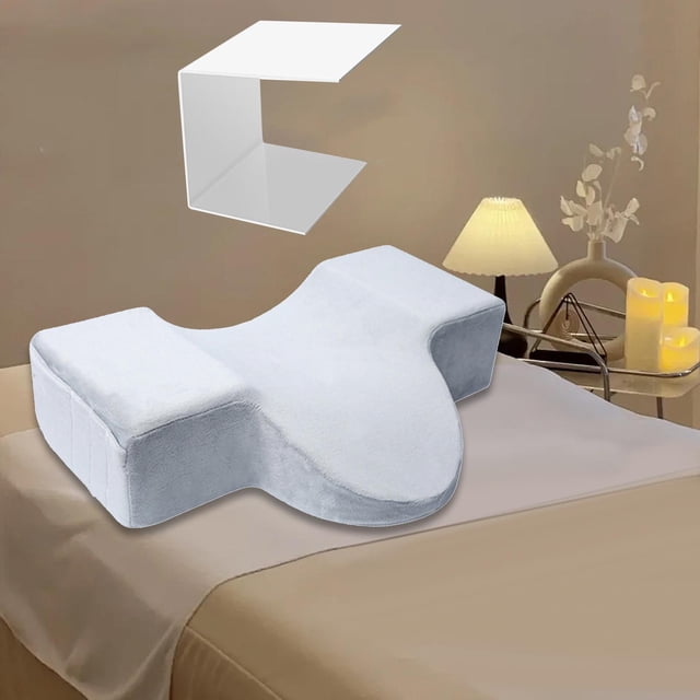 Almohada con surcos para pestañas, almohada de espuma con memoria para el cuello, extensión de pestañas en forma de U, para cama extensible de pestaña gris