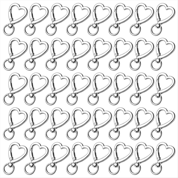 con Forma de CorazóN, 40 Mosquetones Plateados para Llaves, MosquetóN para Pulseras y Tarjeteros.