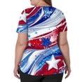 thumbnail image 4 of 4th of July Scrub Tops Women Loose V Neck Red White and Blue Print Scrub Shirts Short Sleeve Independence Day Patriotic Scrubs Medical Nurse Uniform Nursing Workwear with Pockets Red XL, 4 of 5