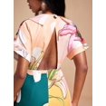 thumbnail image 3 of Standard Tropical Print Drop Sleeve Deep V-Neck A-Line Mini Dress For Women Casual Summer Resort Outfit, 3 of 7