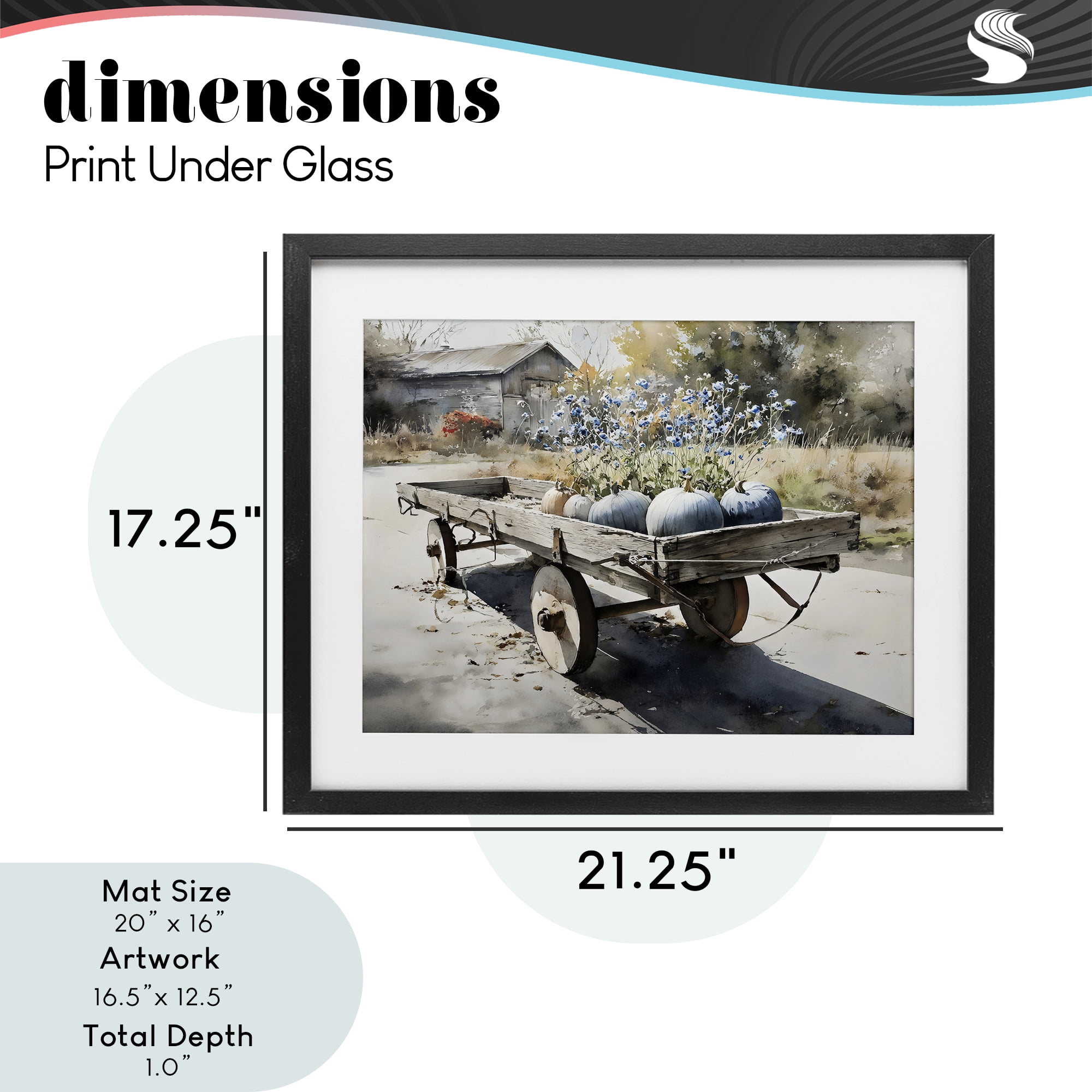 Stupell Industries Blue Pumpkin Wagon in Sunlight Black Framed Print Under Glass, design by Franklyn Gregory