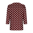 thumbnail image 5 of Staron Women's Polka Dot V-Neck 3/4 Sleeve T-Shirt Casual Fashion Printed Top Basic Comfy Relaxed Tee, Wine M, 5 of 6