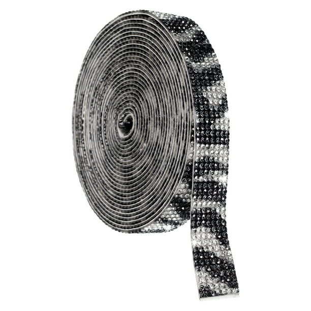 Cinta de Rincón de Cristal Autoadhesiva, Rollo de Cinta de Diamante de 7 Filas de 4 Yardas Negro/Blanco