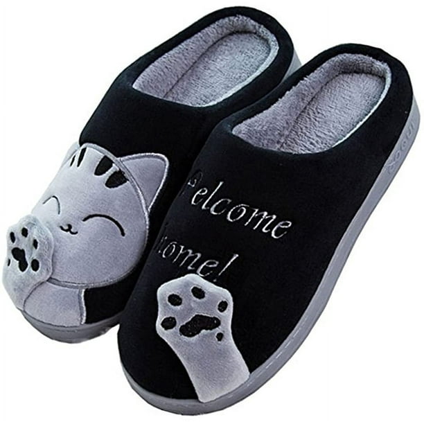 Lindas pantuflas para gatos, pantuflas de invierno para interiores, zapatos antideslizantes para mujeres y hombres Adepaton CJWUS-1285