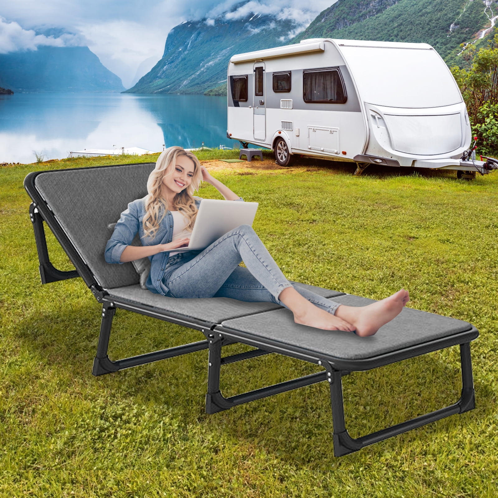 Docred Adjustable 4Position Camping Cots for Adults & Kids, Folding