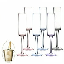 ACDANC 6Pcs Champagne Flutes Plastic 5.5 oz Stackable Organization Cocktail Glass Party Cups for Home Events Mix1