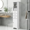 thumbnail image 2 of EUROCO Bathroom Storage Cabinet,Wood Linen Cabinet, Narrow Tall Cabinet Storage Tower with Adjustable Shlef,Door and 3 Drawers,Painted Finish, White, 2 of 7