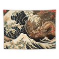 thumbnail image 5 of Chilfamy  Japanese Dragon Tapestry For Bedroom Aesthetic Sunset Cherry Blossom Tapestries Japan Ukiyoe Wave Room Wall Decor for Living Room Dorm 40x30inch, 5 of 6