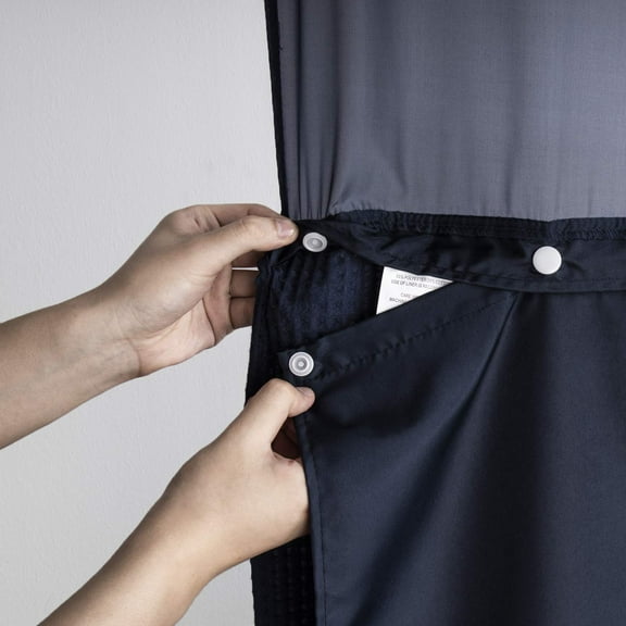 Hotel Style Snap-in Fabric Liner 70x54 Inches, Removable Replacement Inner Liner for Shower Curtains, Water Repellent Quick Dry, Navy Black